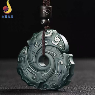 新疆和田玉璇玑仿古时来运转吊坠青玉塔青玉坠挂件男女玉石项链