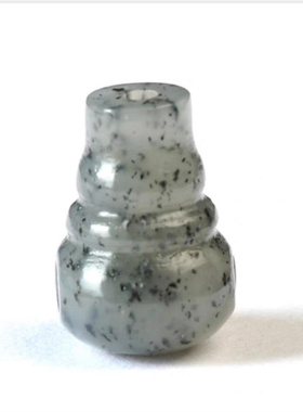 手工制作和田玉米粒烟灰三通青花籽料佛头佛塔一体三通葫芦带证书