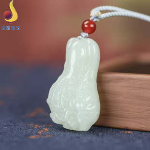 【百财】和田玉天然玉石白玉吊坠新疆女款白菜毛衣男女项链玉坠