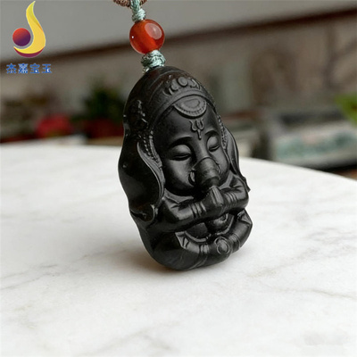 天然和田玉手工雕刻象神宝宝挂坠象玉石百搭吊坠项链挂件男女证书