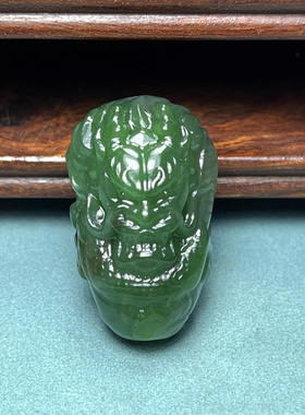 和田玉碧玉龙三通生肖龙盘龙一体佛头手链串珠文玩配饰雅石玉器