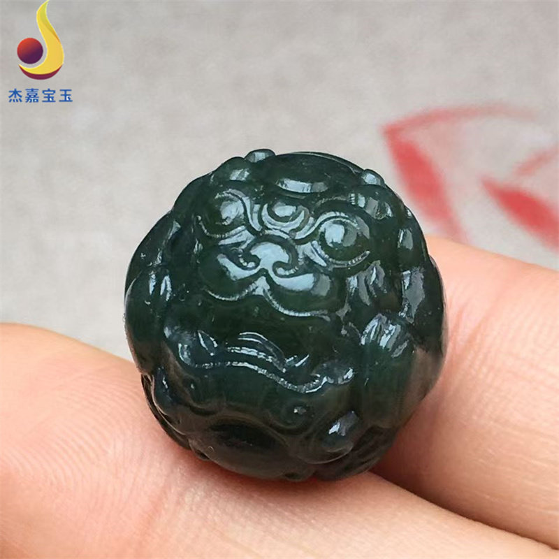 手工制作和田青玉玉石貔貅珠子皮休配珠男女带证书