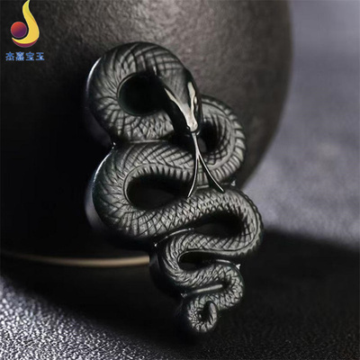 【富贵缠身】和田玉青玉生肖蛇吊坠新疆玉石蛇项链挂件男女坠属蛇