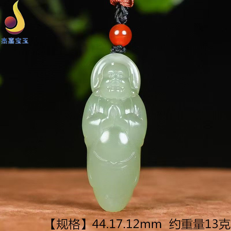 【天生一对】手工制作和田玉立体观音佛吊坠玉坠男女款礼物带证书