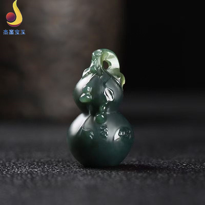 【福禄寿】新疆和田玉塔青玉宝葫芦吊坠挂件配饰精雕福字立体精雕