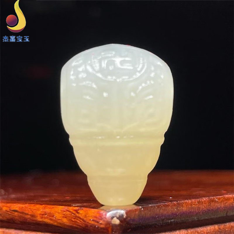 【万福】手工制作和田玉三通佛头配饰新疆手链项串珠搭配一体证书