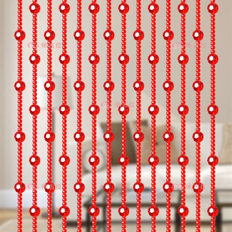 全大红 喜庆版门l帘 新款水晶珠帘 玄关隔断背景墙隔断