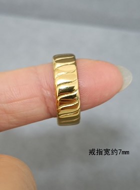 2023年秋新款金属不易t掉色时髦素圈金色戒指高级感冷淡指环保色
