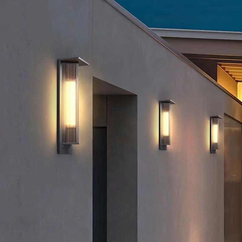 户外太阳能壁灯防水不锈钢壁灯简约长条别墅大门庭院景观led