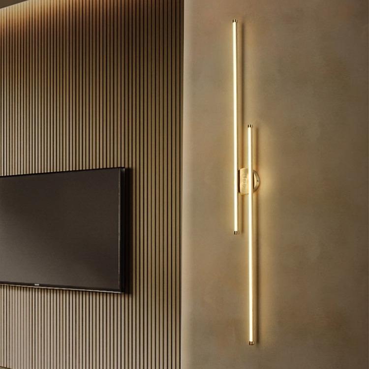 客厅格栅壁灯意式极简全铜设计师款轻奢简约现代沙发电视背景墙灯