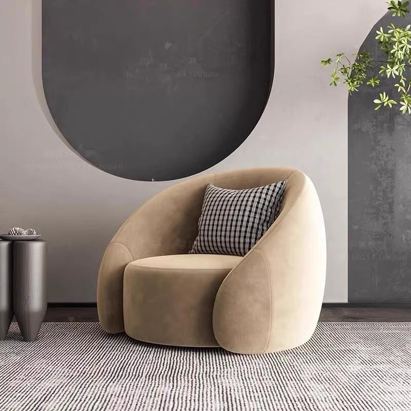 北欧轻奢极简布艺元宝单人沙发意式简约设计师客厅接待休闲懒人椅