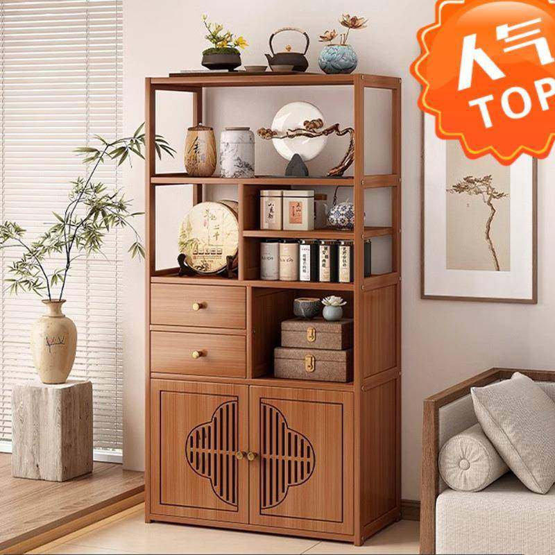 博古架实木中式茶柜置物架茶具茶架茶桌台式茶叶展示架小型多宝阁