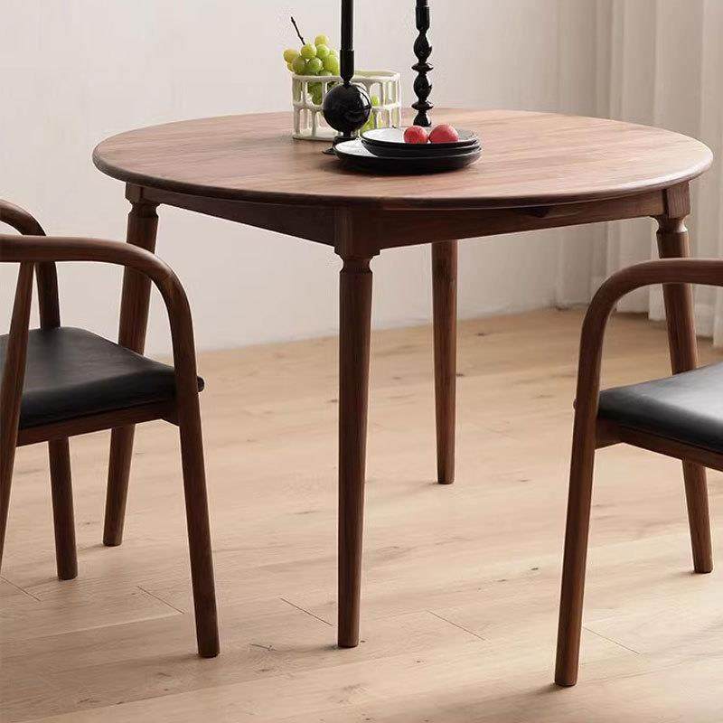 北欧简约复古黑胡桃木实木餐桌家用日式小户型樱桃木橡木饭桌圆桌