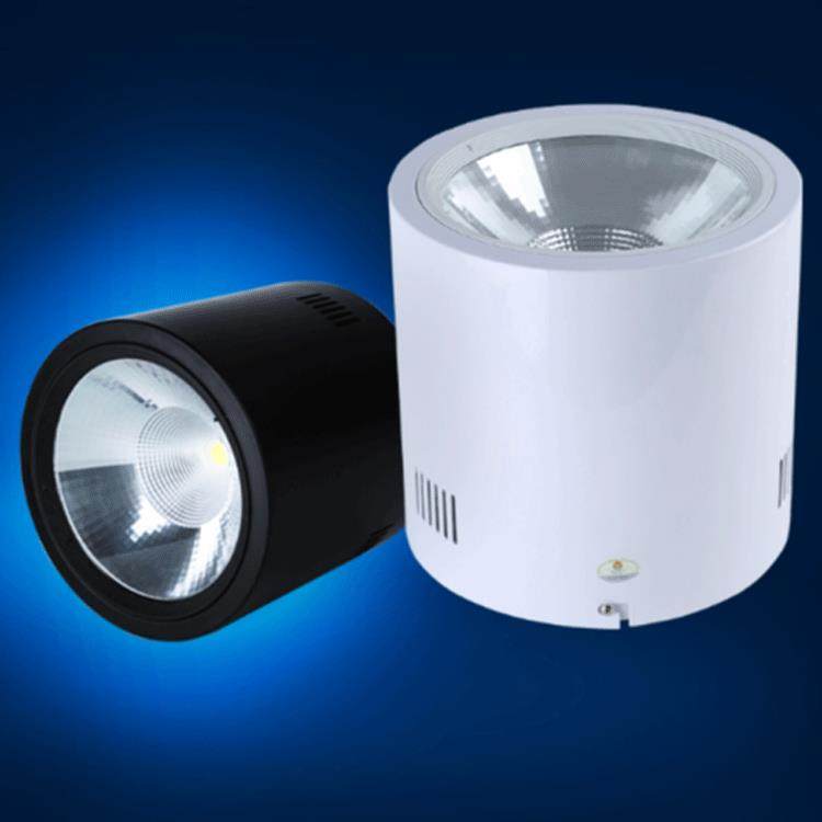 50WLED明筒灯外壳 8寸COB外径215白黑色吸顶吊线60W明装筒灯套件