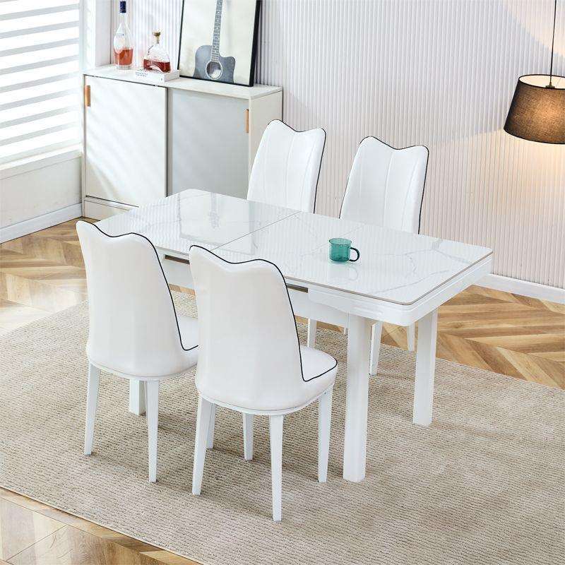 餐桌实木组合现代简约长方形岩板餐桌椅家用饭桌小户型折叠伸缩