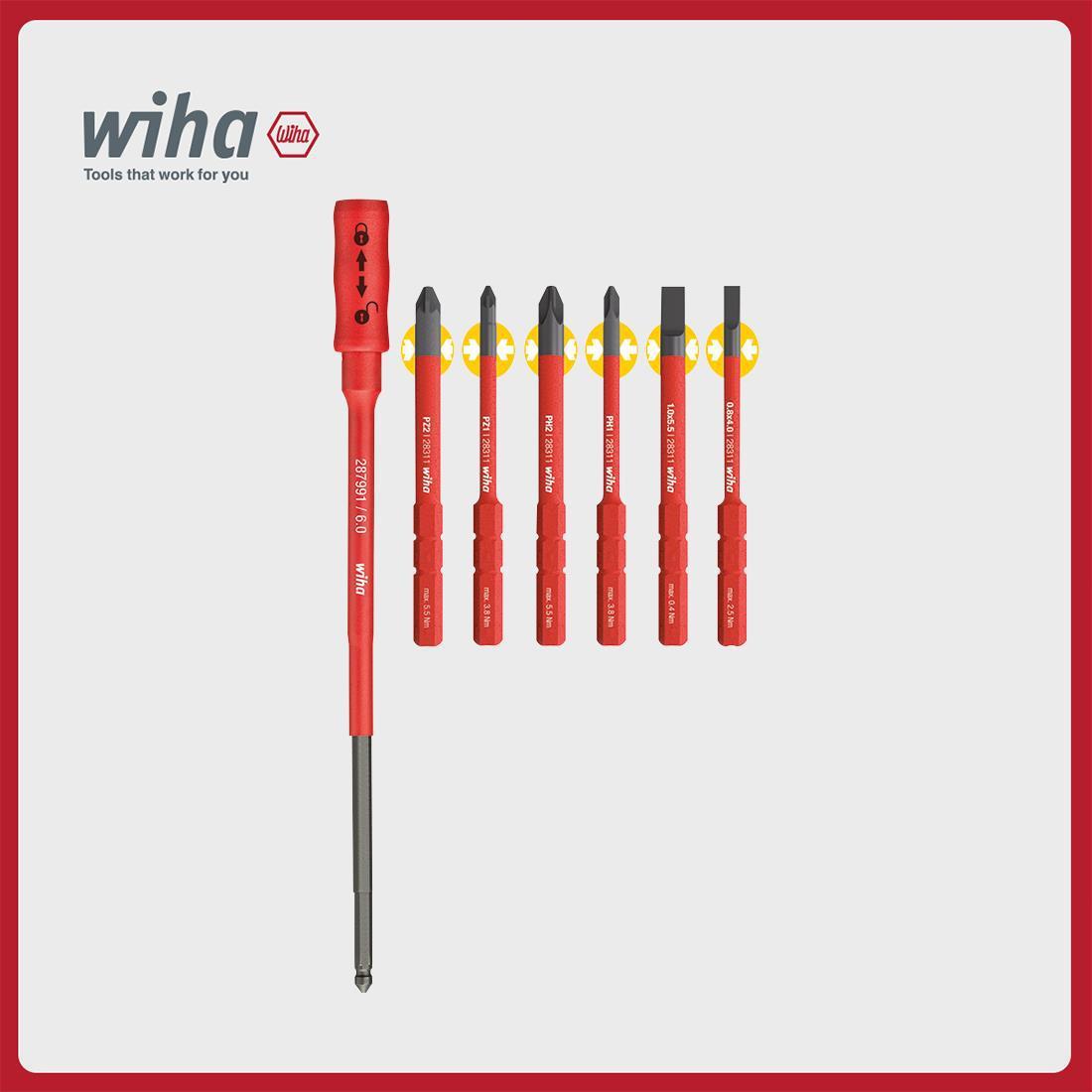 wiha威汉德国电工绝缘细杆起子7件套 36079