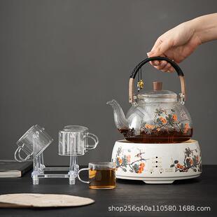 电陶炉茶壶烧水壶家用玻璃茶具煮茶器围炉高硼硅蒸煮触摸式煮茶炉