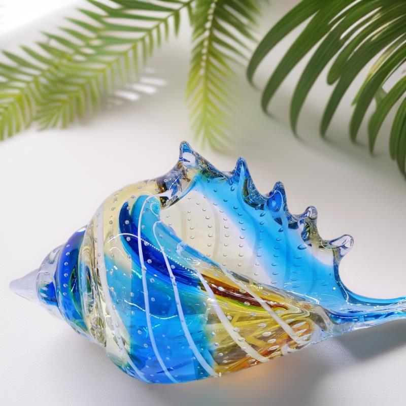 北欧轻奢风格玻璃海螺摆件简约家居样板房软装工艺品茶几饰品