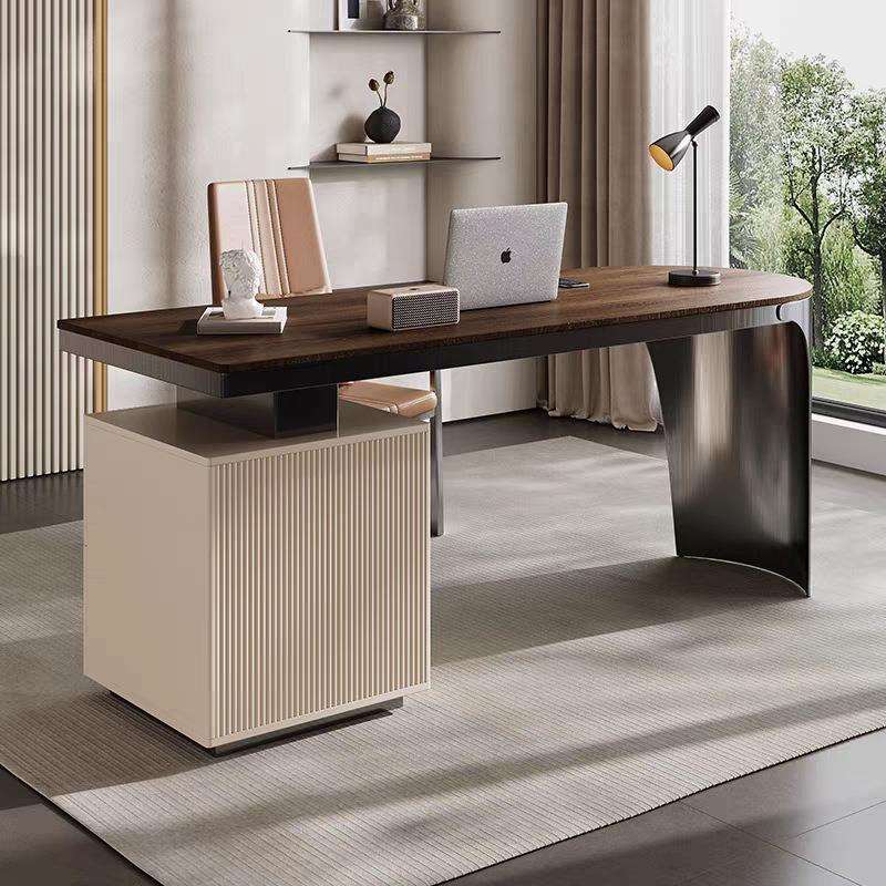 家用设计师书桌现代简约家用意式极简办公桌实木电脑桌书房写字台