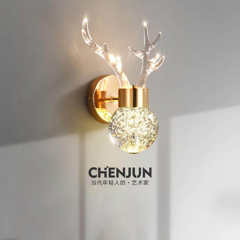 晨君水晶壁灯法式轻奢卧室床头现代简约楼梯客厅创意儿童房墙灯