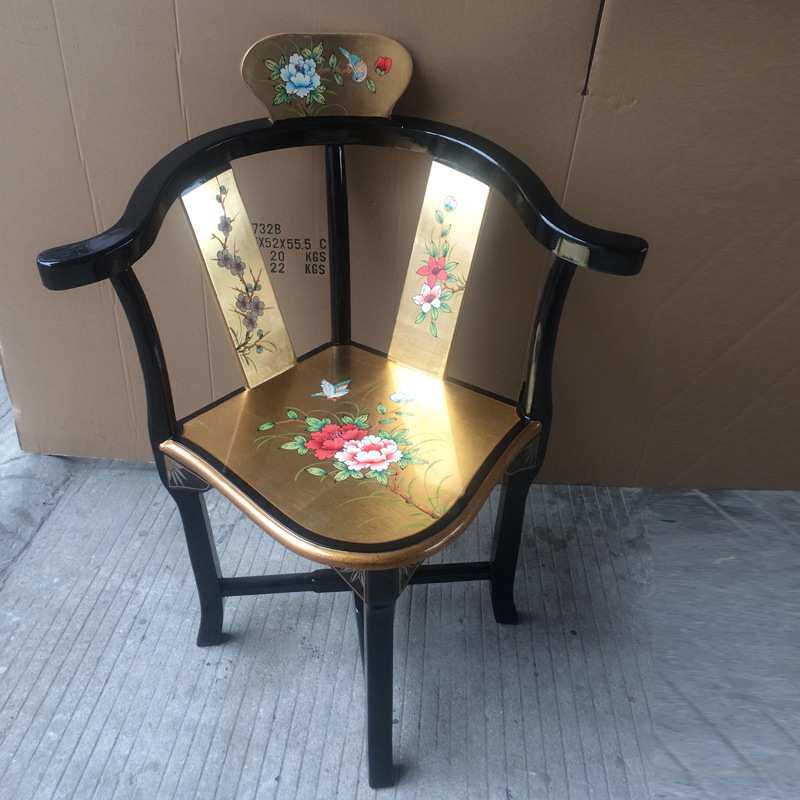 至高美金箔家具手工彩绘椅子圆桌休闲椅子组合出口韩国工厂