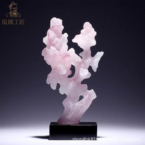 新中式抽象创意太湖石琉璃摆件样板间书房书柜电视柜酒店软装摆设