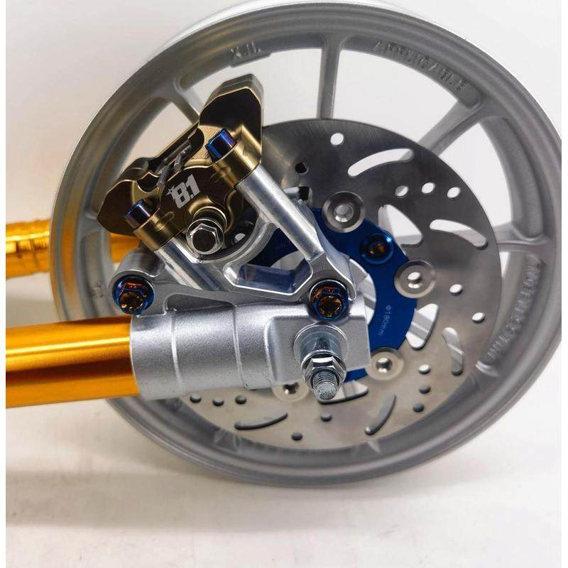 ube 龟五 DIO50 ZX50 电动车 改装鲍鱼180MM浮动盘卡钳下泵刹车盘