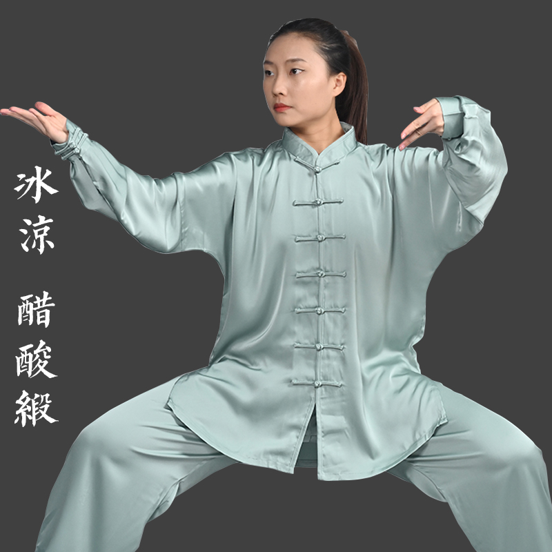 醋酸冰丝夏季薄款年轻人太极服女款男2024新款八段锦太极拳练功服