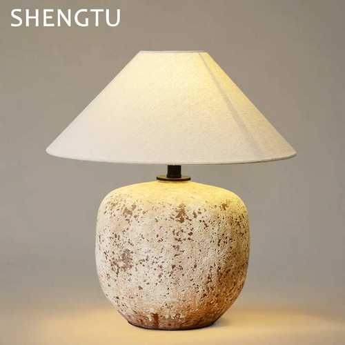 侘寂风陶罐台灯复古客厅摆件民宿卧室灯具床头日式设计师装饰台灯