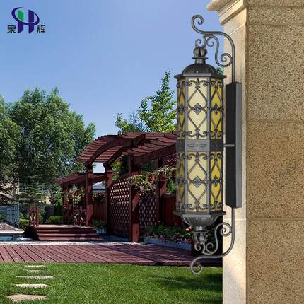 欧式复古led户外防水铝型材花园别墅酒店外墙装饰柱形景观壁灯