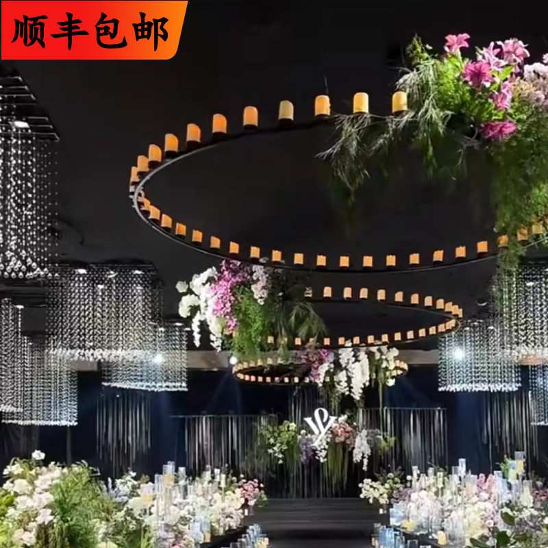 婚庆道具厅婚礼堂蜡烛吊灯火柴苗工业风烛台路引婚礼秀宴会