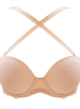 断码清意大利Y牌肤色黑色无痕半杯活动肩带硅胶防滑抹胸文胸大码