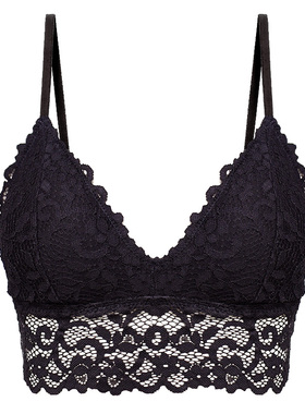 包邮法式内衣Bralette性感镂空黑色蕾丝全罩杯活动插片无钢圈文胸