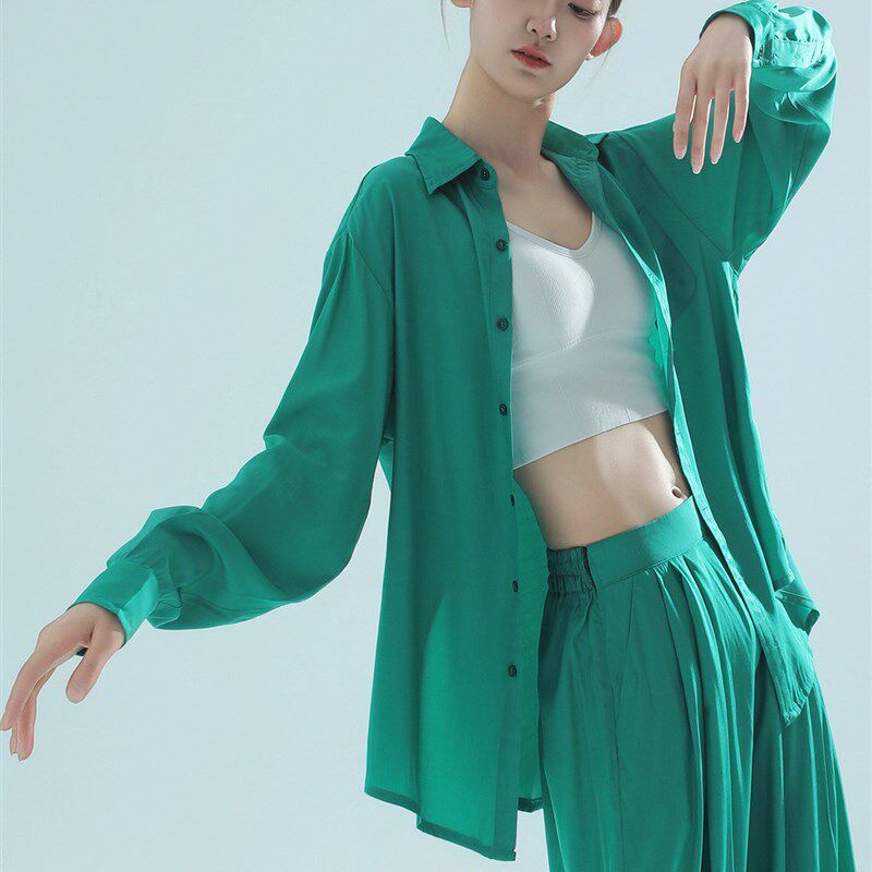 青蝶舞新式开衩现代舞n练习服,宽松衬衫,艺考舞蹈服套装,高雅舞蹈
