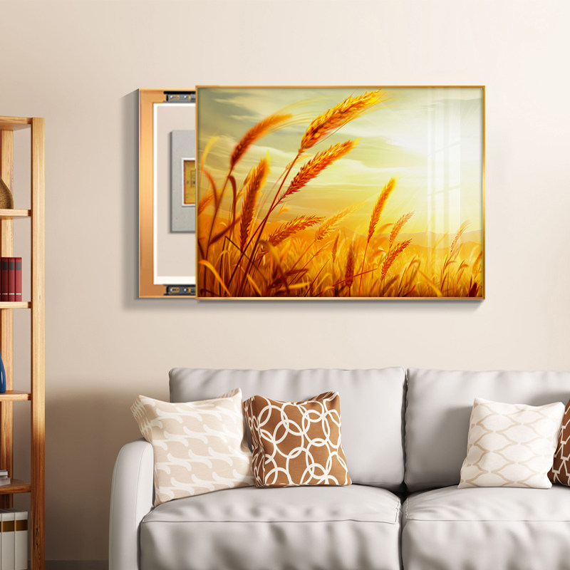 电表箱装饰画左右推拉麦子丰收风景饭厅桌餐厅墙面配电箱遮挡壁画,家居饰品,现代装饰画,淘宝优惠券,粉丝福利购,淘宝优惠卷