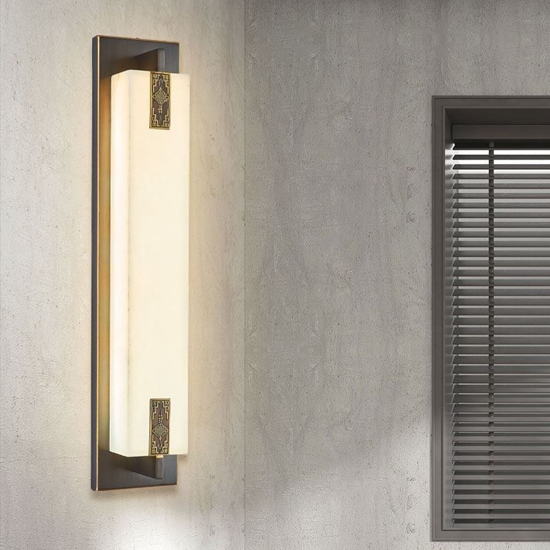 户外新中式全铜云石壁灯客厅电视背景墙现代简约走廊卧室床头灯