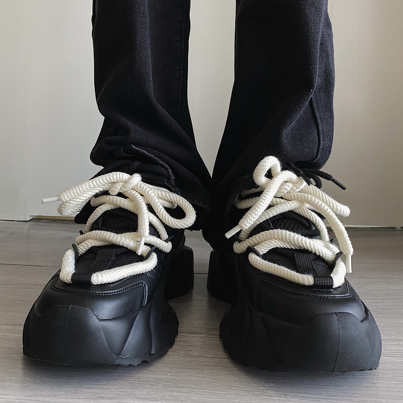 两点浪漫2024新款6CM厚底增高老爹鞋男镂空设计超好脚感休闲鞋男