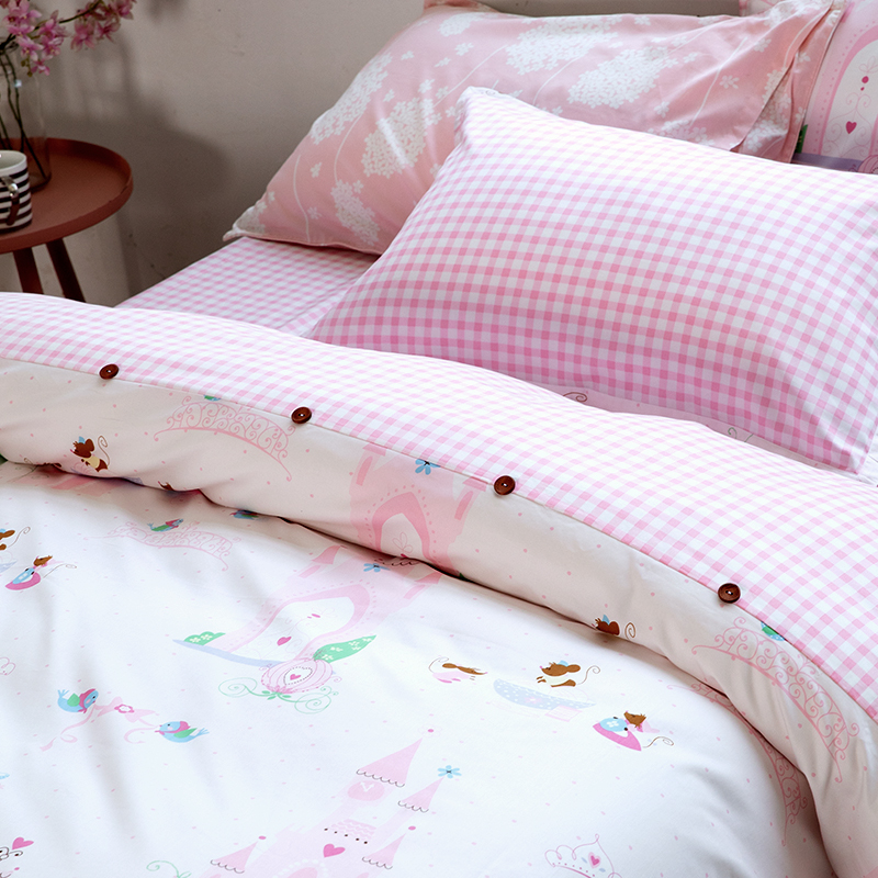 蓝铂梦幻乐园儿童四件套床上全棉纯棉亲肤卡通粉色公主风可爱少女