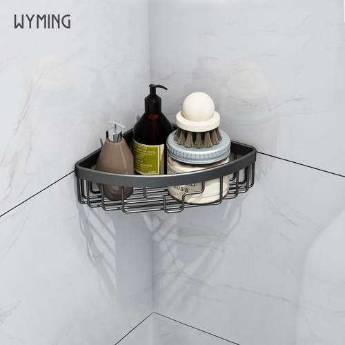 浴室卫生间收纳架壁挂免打孔淋浴房双层收纳转角角架三角篮三角架