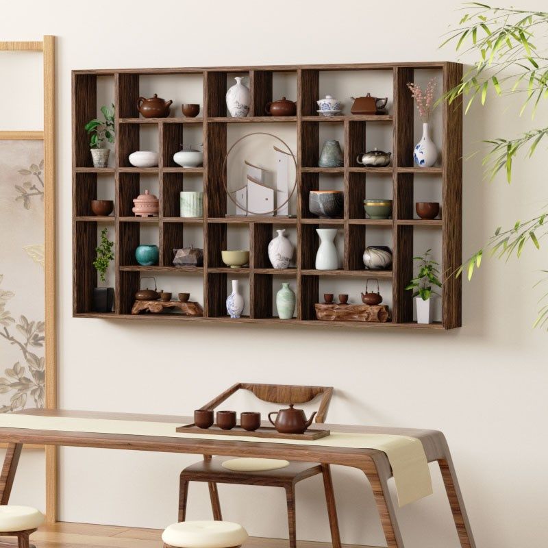 博古架实木中式壁挂式挂墙置物架多宝阁茶具架茶室茶具茶杯展示架,住宅家具,多宝格/博古架,淘宝优惠券,粉丝福利购,淘宝优惠卷