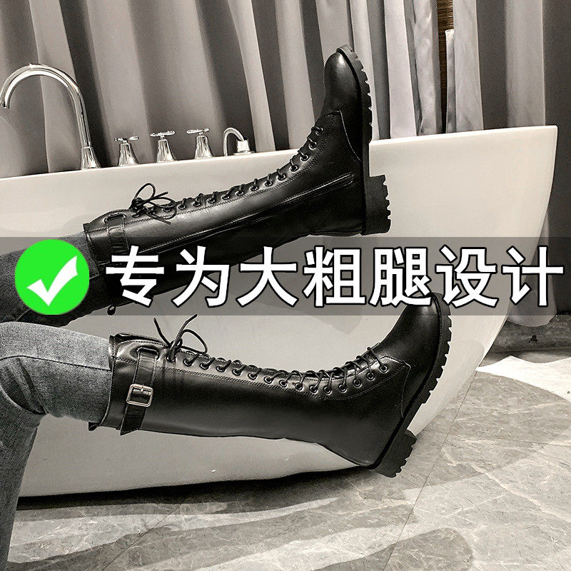 长筒靴女粗腿显瘦大筒围胖mm马丁靴英伦风冬机车靴高筒大尺码女靴
