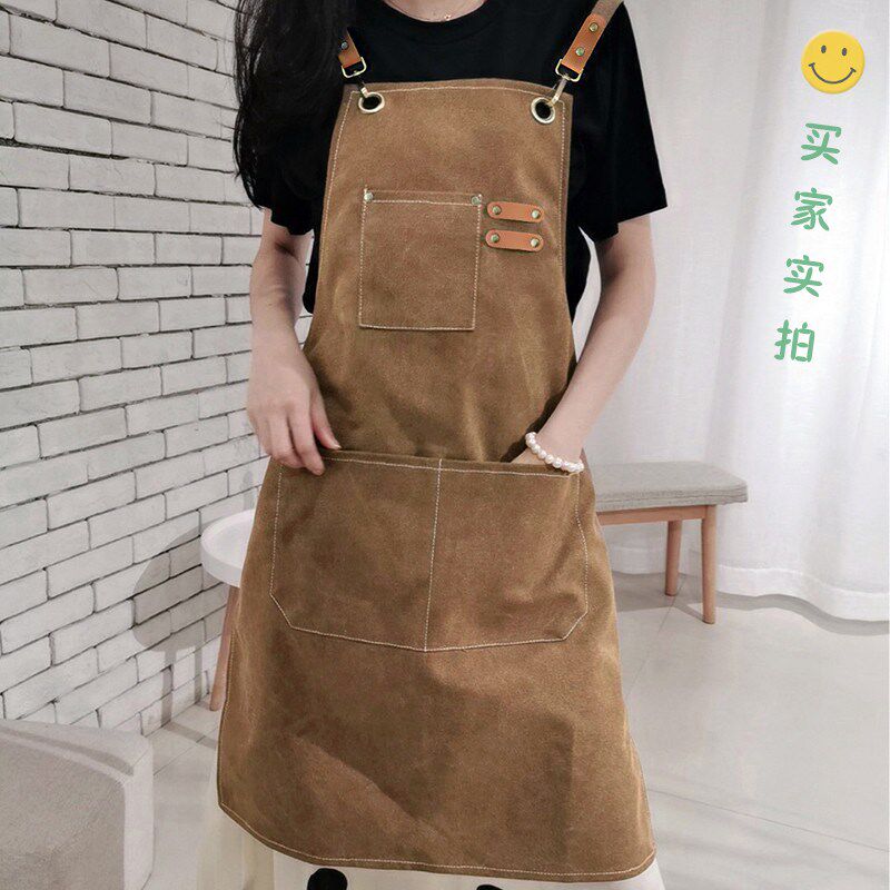 咖啡师围裙定制logo印字女餐厅甜品烘焙餐饮奶茶店厨房工作服