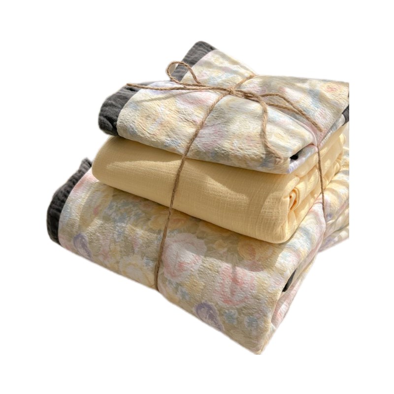 A类母婴双层纱水洗棉床上四件套皱皱纱木耳边床单被套宿舍三件套