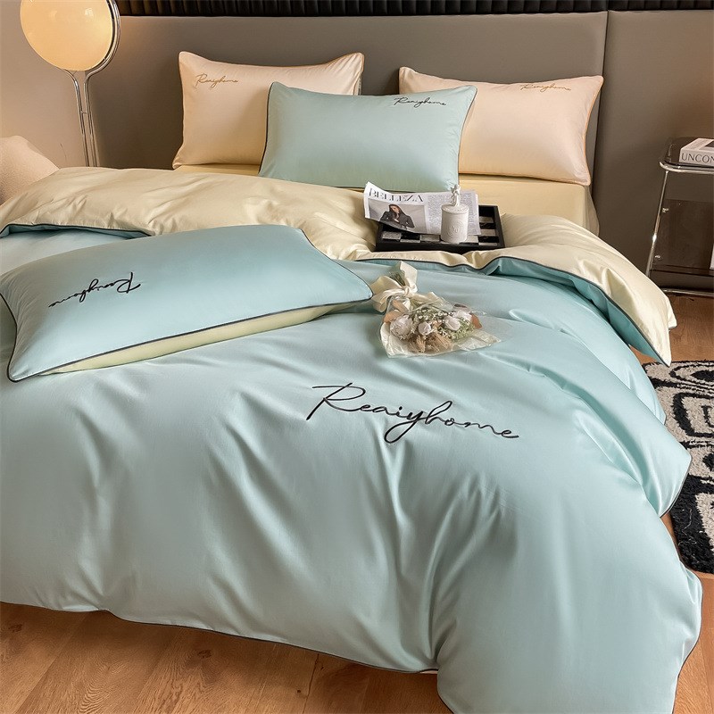 高级感120支长绒棉全棉被套单件纯棉被罩纯色双拼单床单床上用品