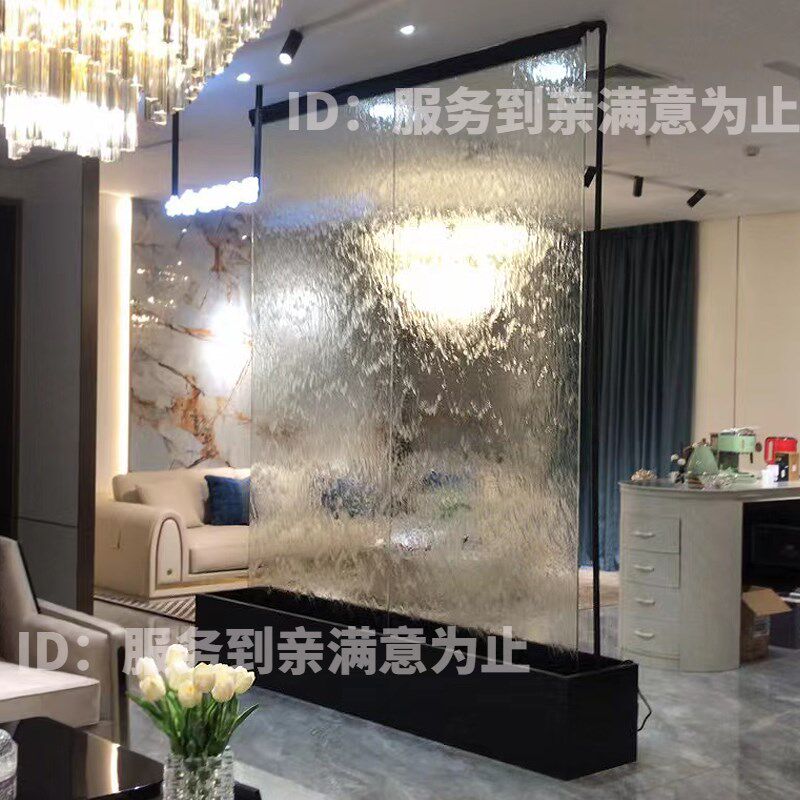 流水玻璃水幕帘钢丝网喷泉不锈钢水帘景观客厅隔断背景墙水帘循环