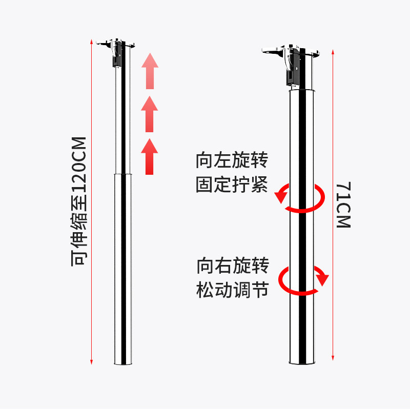 伸缩桌腿折叠支架吧台脚圆形支撑独立柱橱柜脚可调节书桌升降桌架