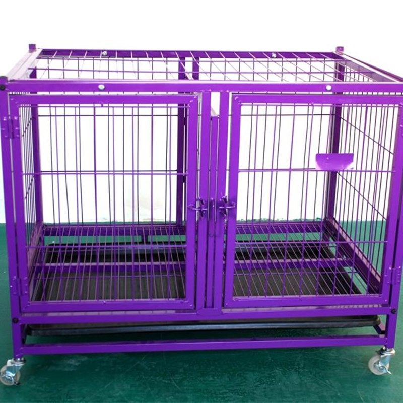 方管烤漆狗狗笼子双门带隔断分隔分离中型犬小型犬泰迪宠物子母笼