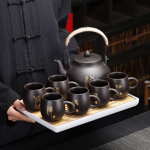 紫砂原矿提梁f壶防烫茶具套装家用大号容量泡茶壶过滤客厅茶盘茶