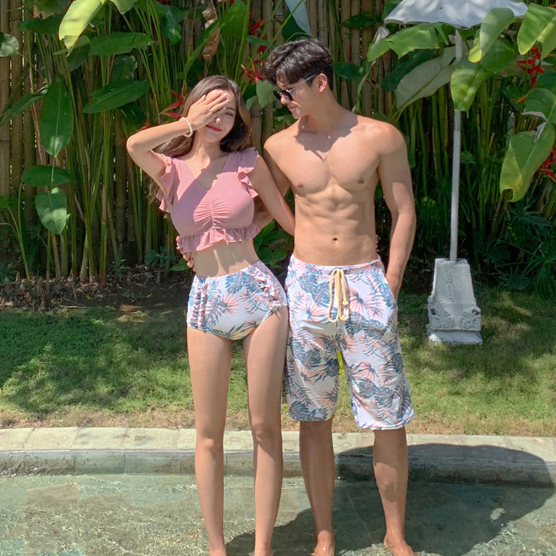 泳衣女比基尼遮肚显瘦分体小胸y聚拢男士沙滩裤温泉情侣蜜月游泳