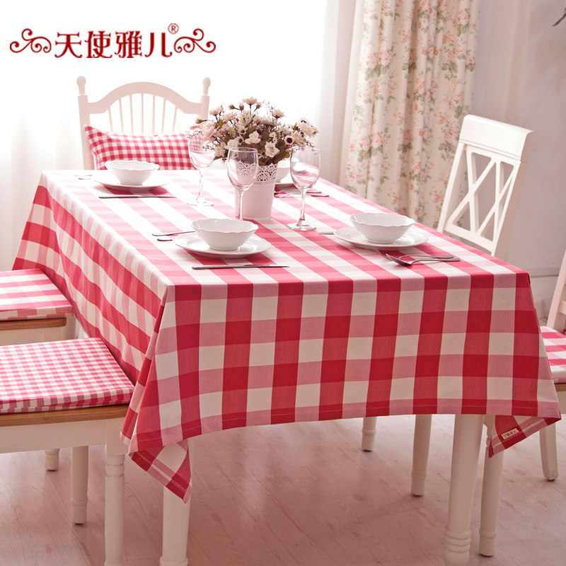餐台布艺美式欧式田园格子棉椅套装茶几现代胭脂红简单桌布,居家布艺,桌布,淘宝优惠券,粉丝福利购,淘宝优惠卷